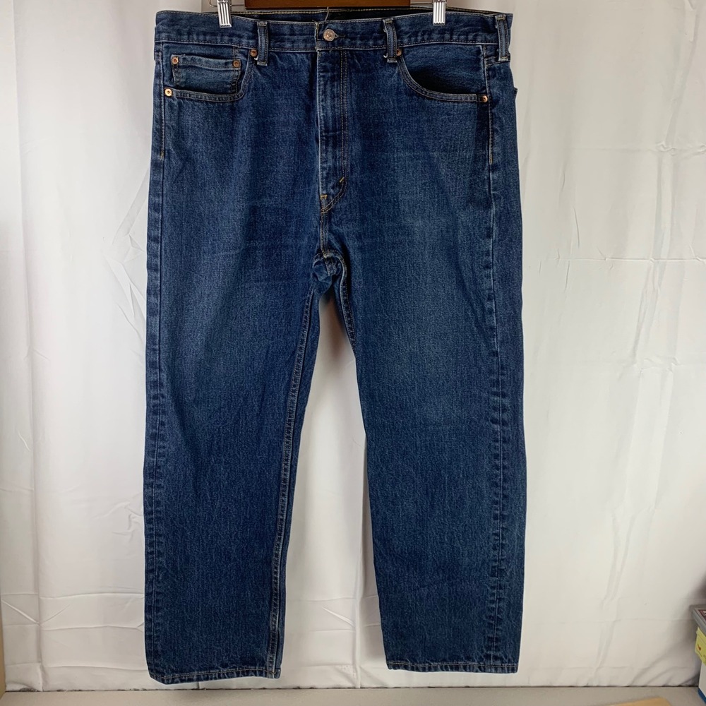 Levi's 505 Regular Fit Jeans Mens 40x30 Dark Wash Straight Leg Blue Denim
